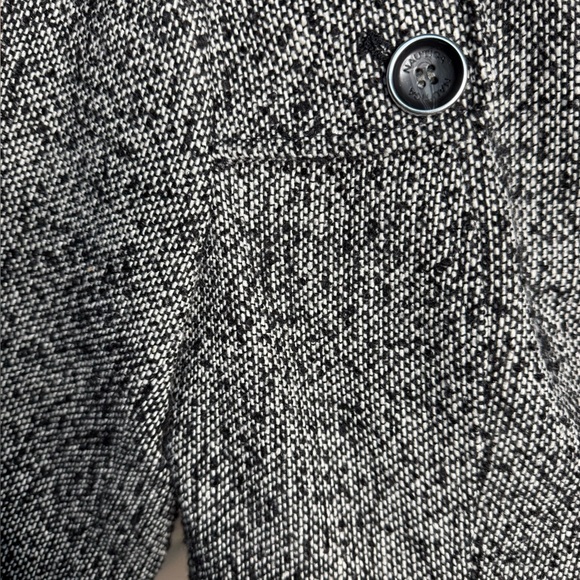 Nautica Tweed Coat Womens M Black White Houndstooth Jacket Preppy Y2K Academia - Picture 4 of 6